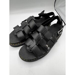Dr Martens Sandals Mens 7.5 Terry Fisherman Black Leather Gladiator Bouncing